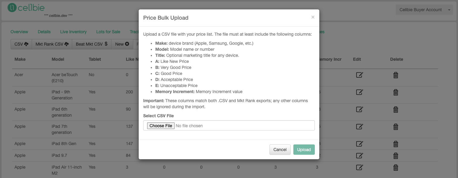 Bulk price update improvements